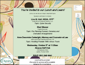 Lunch and Learn Oct 8