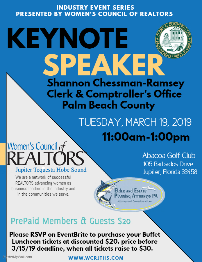Industry event series present by woman's council of realtors for march 19, 2019