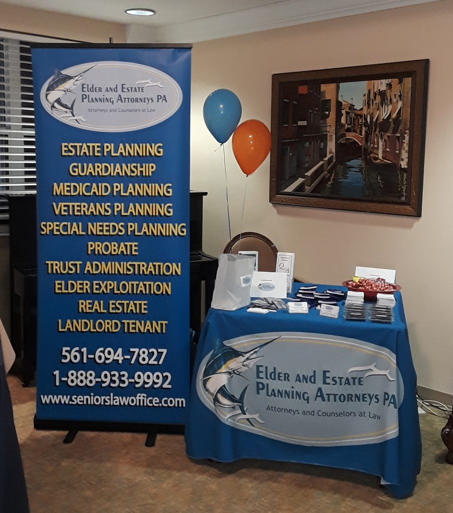Elder & Estate Planning Attorneys, PA. booth and banner at event